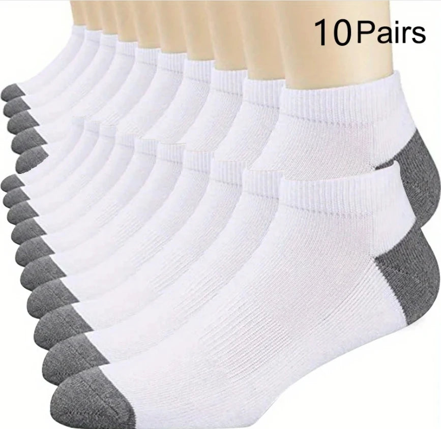 5pairs Men's Fashion Sports Socks, Striped Cotton Sweat Absorption Breathable Comfortable Ankle Socks SuperFye 10 pairs dt095-10b / EUR 35-43 SuperFye