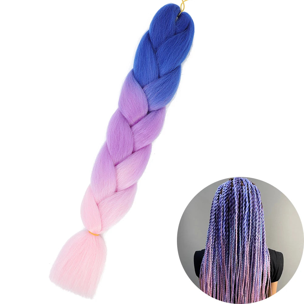 24" Synthetic Yaki Braids Hair kanekalon Ombre Braiding Hair Jumbo Braid Hair Extension For Women Hundreds of colors DIY Hair