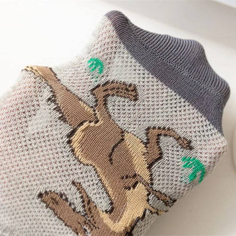 5 Pairs Boy's Dinosaur Pattern Socks Comfortable Breathable Casual Soft Kids Socks SuperFye S 1-3Y 11-14cm SuperFye