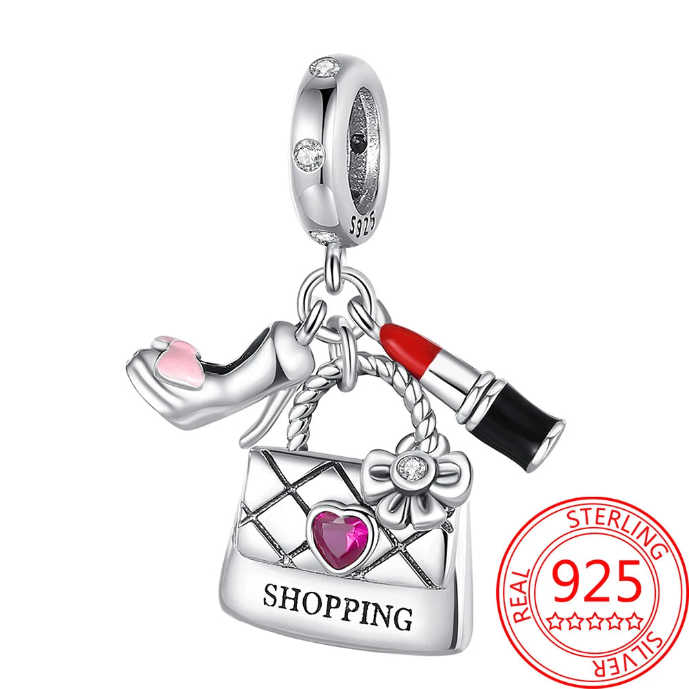 Beautiful 925 Sterling Silver Rose Gold Crown High Heels Flower Starfish Butterfly Charm Pendant Fit Brand Bracelet Jewelry Gift SuperFye DUT244 SuperFye