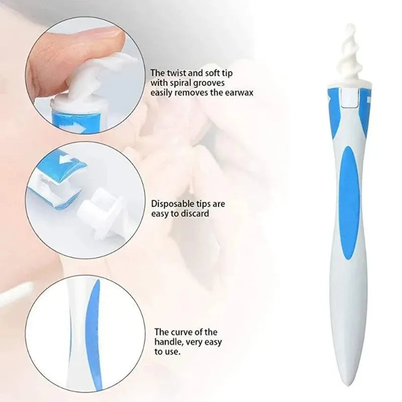 Ear Wax Remover Tool Ear Cleaner With Soft Silicone 16 Replacement Tips Simply To Grab Extract Earwax SuperFye Blue SuperFye