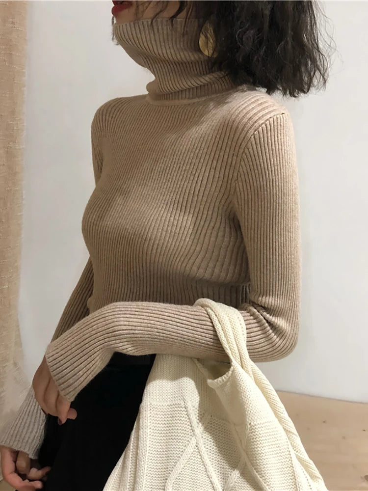 Turtleneck Sweater Womens 2024 Autumn Winter Tops Korean Slim Women Pullover Jumper Knitted Sweater Pull Femme Hiver Truien SuperFye green / One Size SuperFye