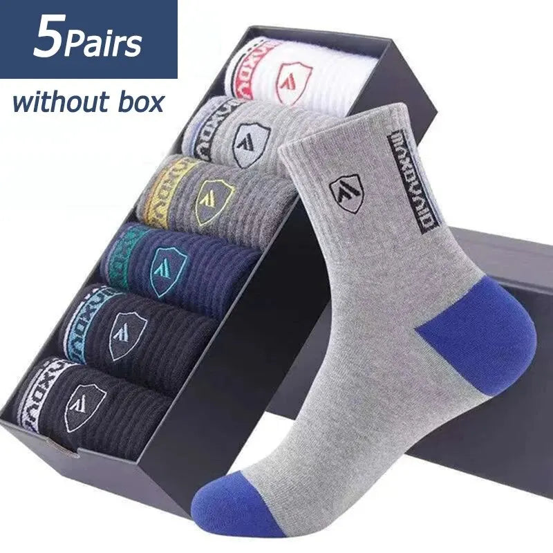 5 Pairs Apring And Fall Mens Sports Socks Summer Leisure Sweat Absorbent Comfortable Thin Breathable Basketball Meias SuperFye B / 42-44 (S-M) SuperFye