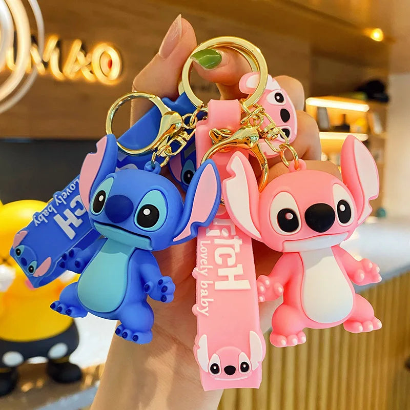 New Anime Disney Keychain Cartoon Mickey Mouse Minnie Lilo & Stitch Cute Doll Keyring Ornament Key Chain Pendant Kids Toys Gifts SuperFye WJ275B5 SuperFye