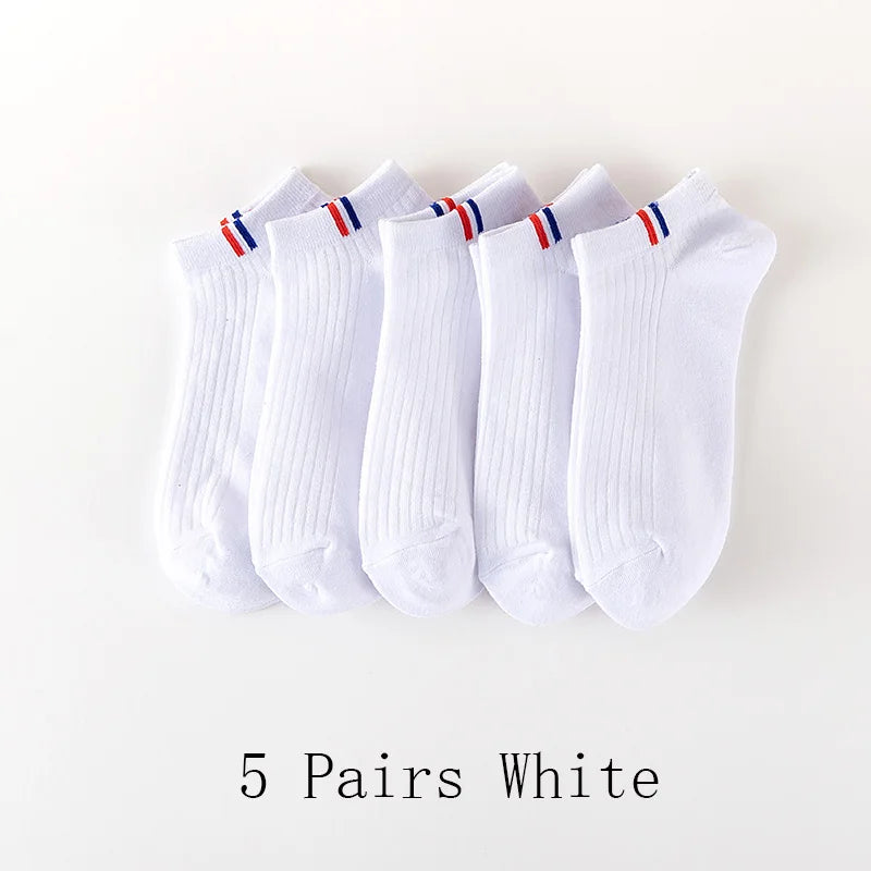 5/10/20 Pairs Of Thin Summer Blending Boat Socks Plain Color Mens Casual Socks Breathable Sweat Absorbing Calibration Socks SuperFye 5 Pairs White / ONE SIZE 38-43 SuperFye