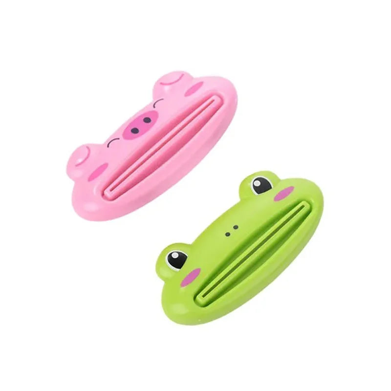 For Home Bathroom 1 Pcs Animal Easy Toothpaste Dispenser Plastic Tooth Paste Tube Toothpaste Squeezer Rolling Holder Cocina SuperFye 1pig 1frog SuperFye