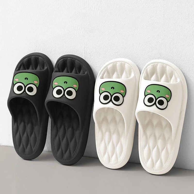 Summer Beach Slides Bathroom Anti Slip Slipper Non-Slip Home Flip Flops Cartoon Frog Soft Sandals SuperFye Green / 42-43 SuperFye