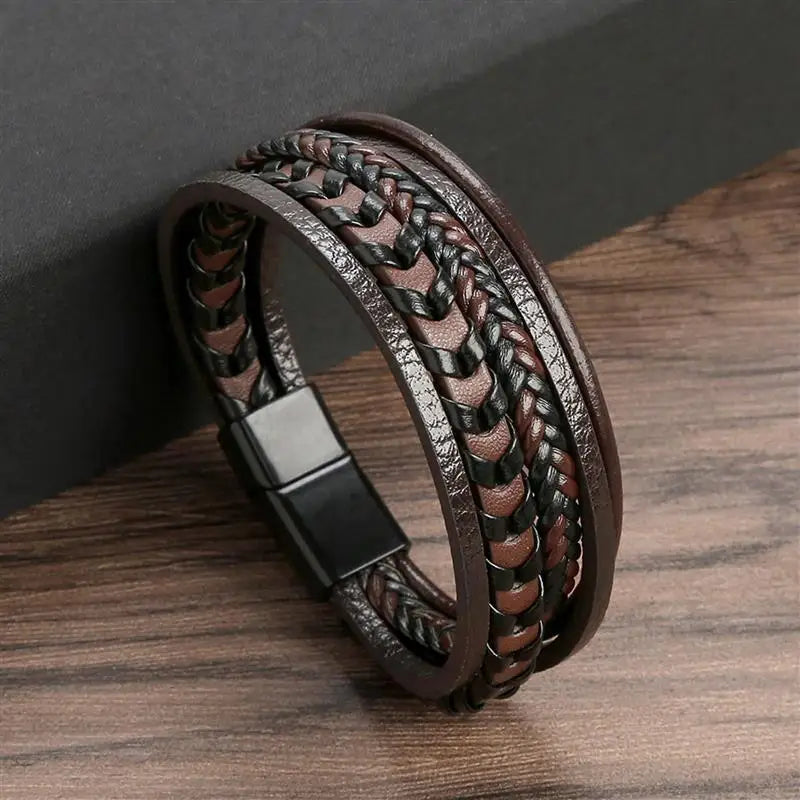 Classic Men's Leather Bracelet New Style Hand-woven Multi-layer Combination Accessory Fashion Man Jewelry Wholesale Dropshipping SuperFye E2 / 21cm SuperFye