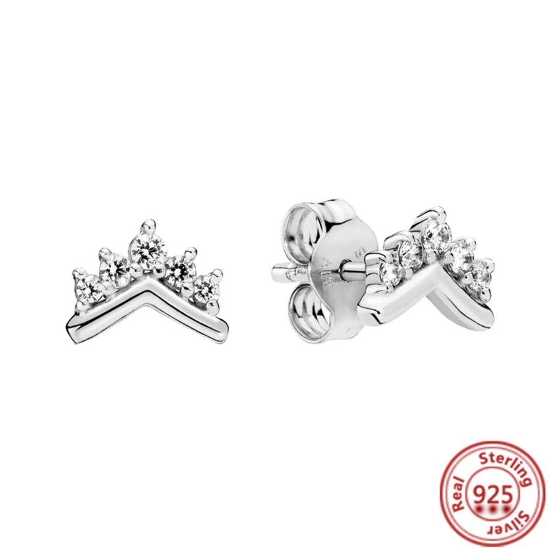 New 925 Sterling Silver Earring Feather Flowers Heart Pavé Infinite Shine Earrings Fit Original Brand Charms Jewelry Gifts Women