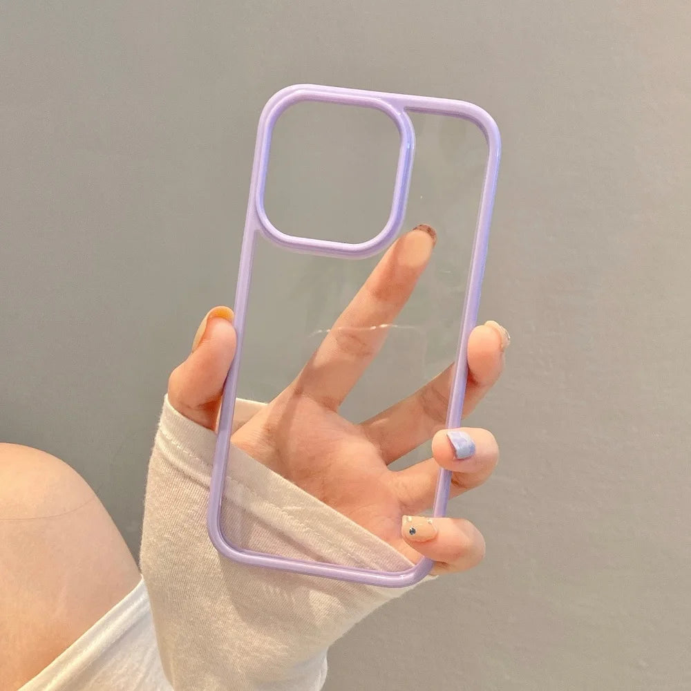 Transparent Candy Color Bumper Phone Case For iPhone 15 14 13 Mini 12 11 Pro Max XR XS X 7 8 Plus SE3 Soft Shockproof Back Cover SuperFye Blue / For iPhone15 Pro Max SuperFye