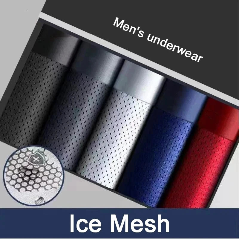 Boxers Men Boxer Shorts Men Underwear Male Underwear Boxers Homme Ice Silk Mesh Boxershorts Plus Size Panties Sexy Underpants SuperFye 4-4 / XXXL 70-80KG SuperFye