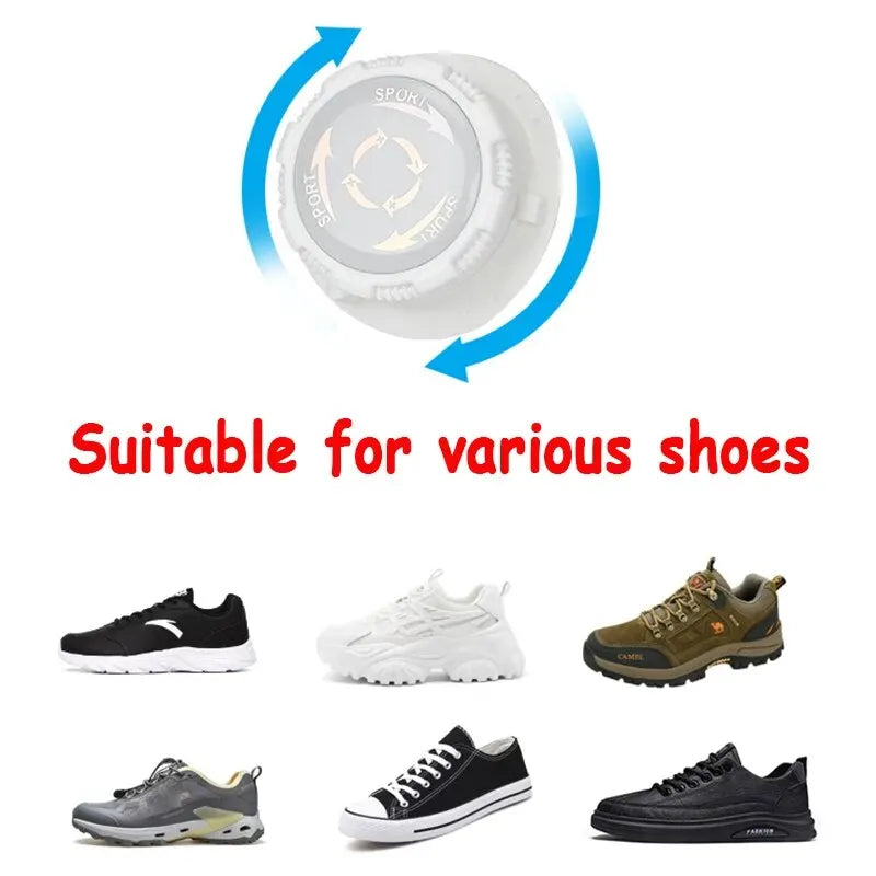 1pair Metal Wire Swivel Automatic Buckle Rope Sneaker ShoeLaces for Kids/Adult No Tie Shoe Laces Quick Lock Shoestrings Sneakers SuperFye Black SuperFye