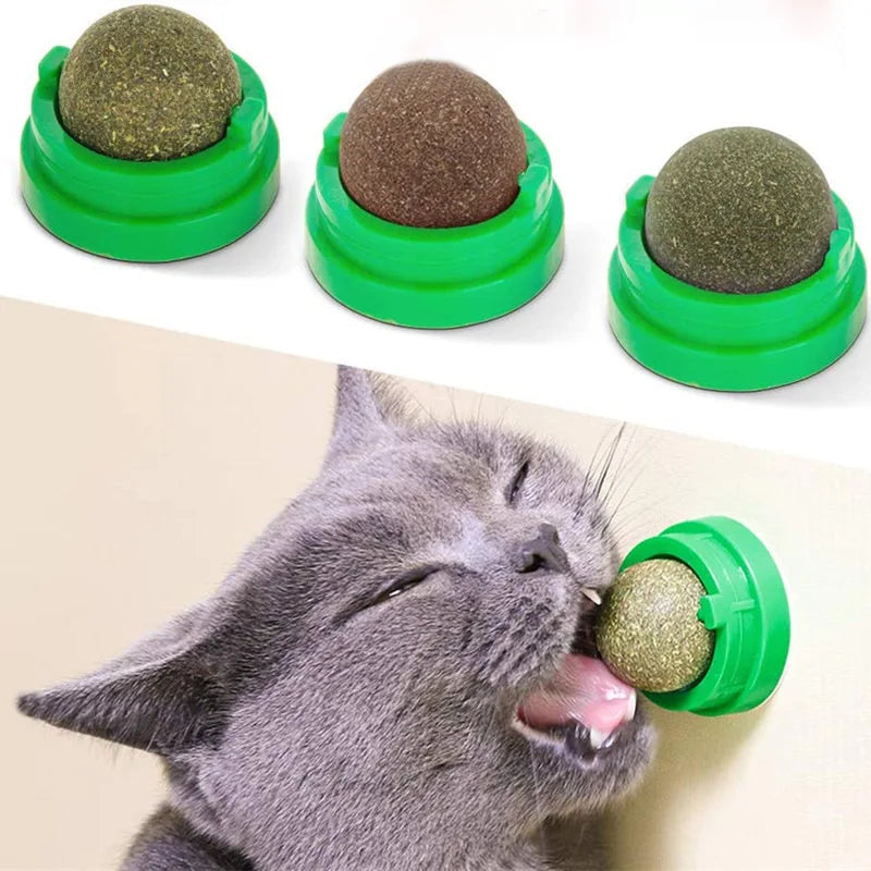 Natural Catnip Cat Wall Stick-on Ball Toy Scratchers Treats Healthy Natural Removes Balls to Promote Digestion Cat Grass Snack SuperFye White / CHINA SuperFye