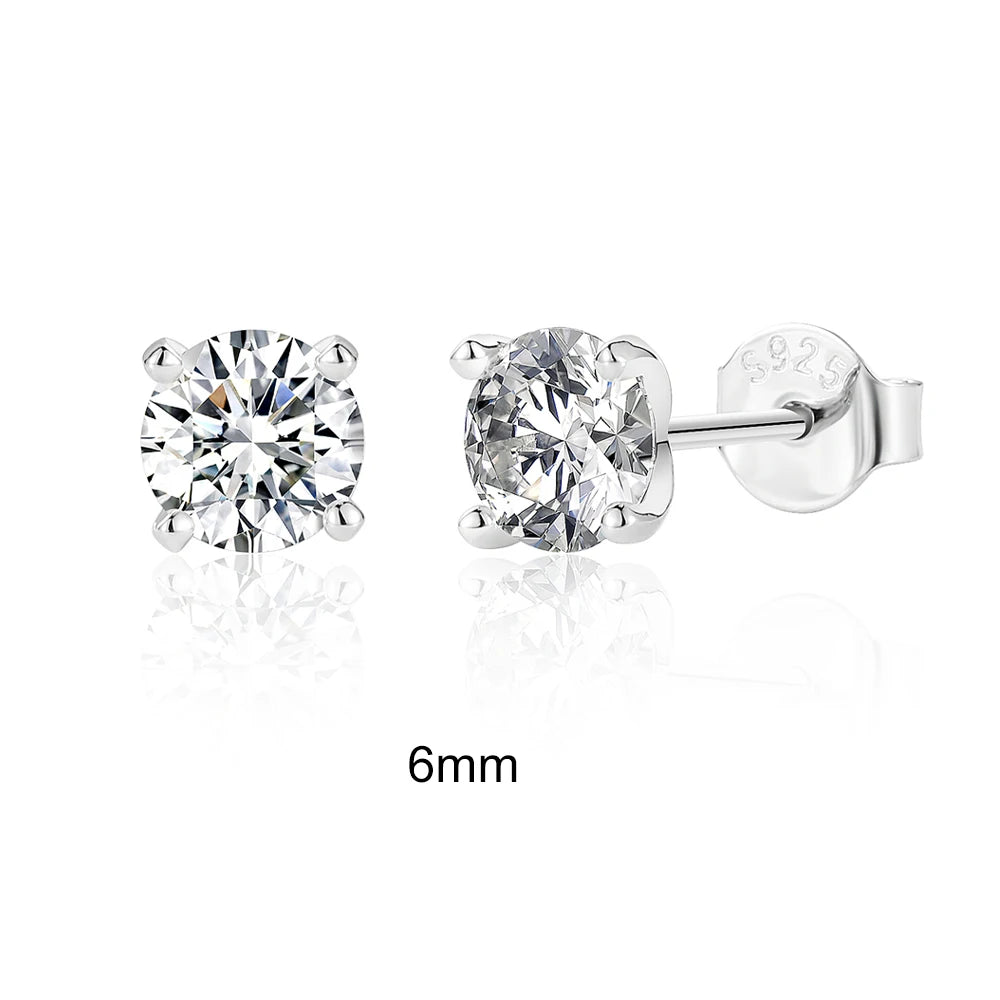 CANNER 0.5-1.2 Carat D Color Moissanite Ear Stud Earrings For Women 925 Sterling Silver Sparkling Piercing Earring Fine Jewelry SuperFye 0.5ct SuperFye