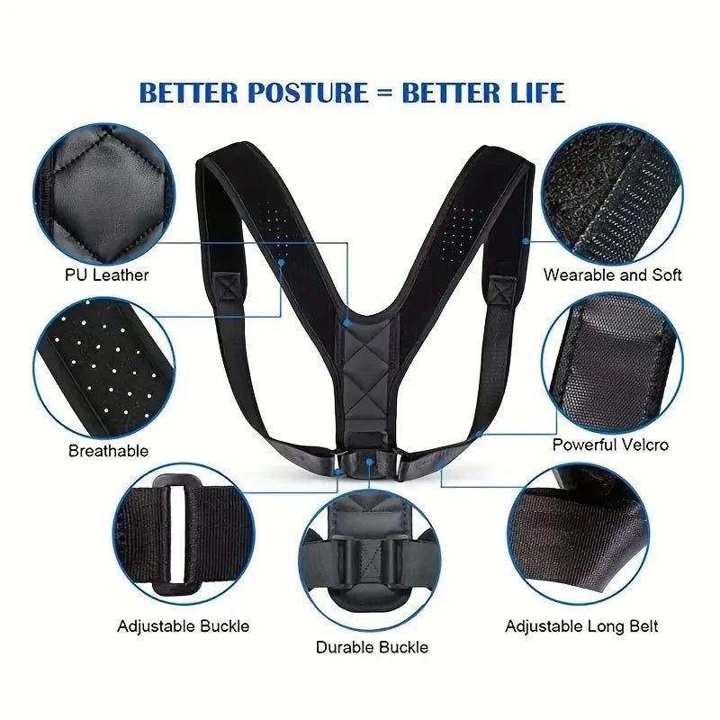 Posture Corrector Clavicle Spine Back Belt Adjustable Unisex Upper Back Shoulder Lumbar Posture Correction SuperFye L for 70-110KG SuperFye