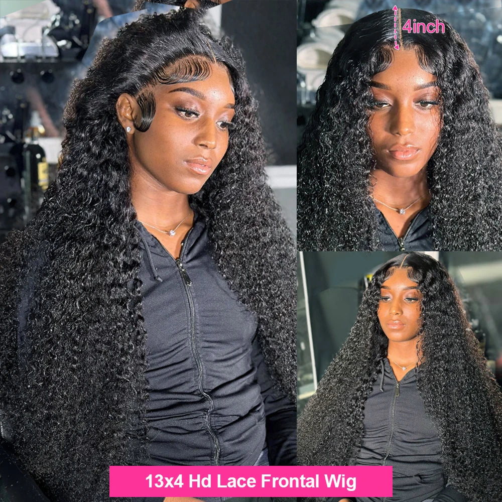 40Inch Deep Wave Frontal Wig Transparent 13x4 13x6 HD Lace Frontal Human Hair Wigs Curly Human Hair Lace Frontal Wigs For Women SuperFye france / 8inches / 13x6 HD Lace Wig|180 Density SuperFye