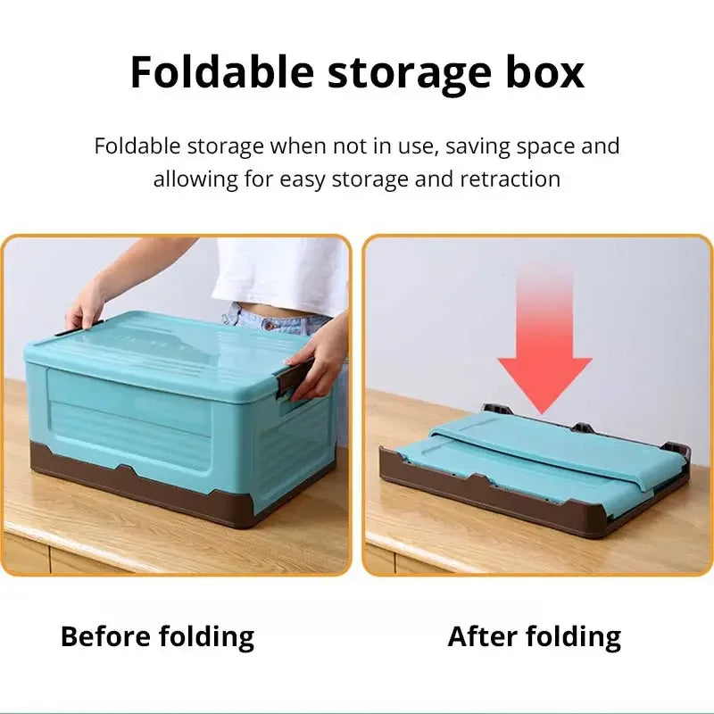 1pc Foldable Storage Box Wardrobe Storage Box Large Capacity For Toy Clothes Snacks Books Shoes Plastic Box For Car Household SuperFye 1pc blue SuperFye