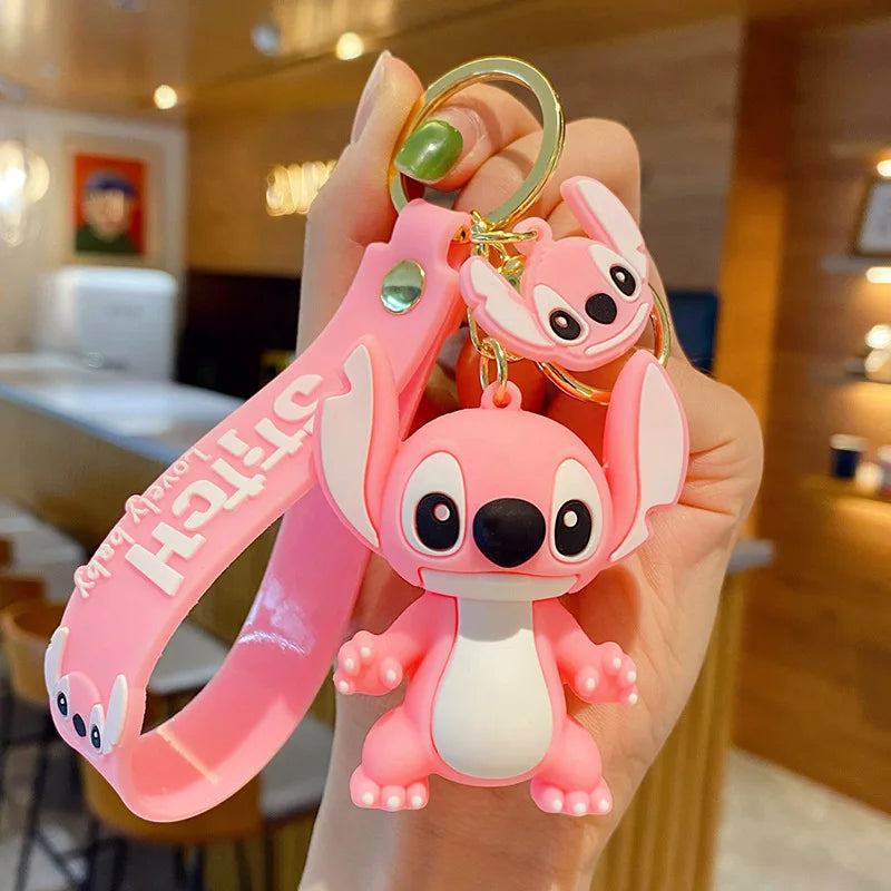 New Anime Disney Keychain Cartoon Mickey Mouse Minnie Lilo & Stitch Cute Doll Keyring Ornament Key Chain Pendant Kids Toys Gifts SuperFye WJ148B2 SuperFye