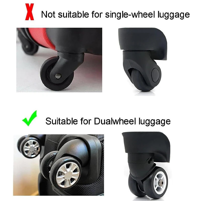 8pcs Luggage Roller Rubber Cover Silent Trolley Wheel Accessory Protective Cover Suitable for Dualwheel Luggage SuperFye black 8pcs SuperFye