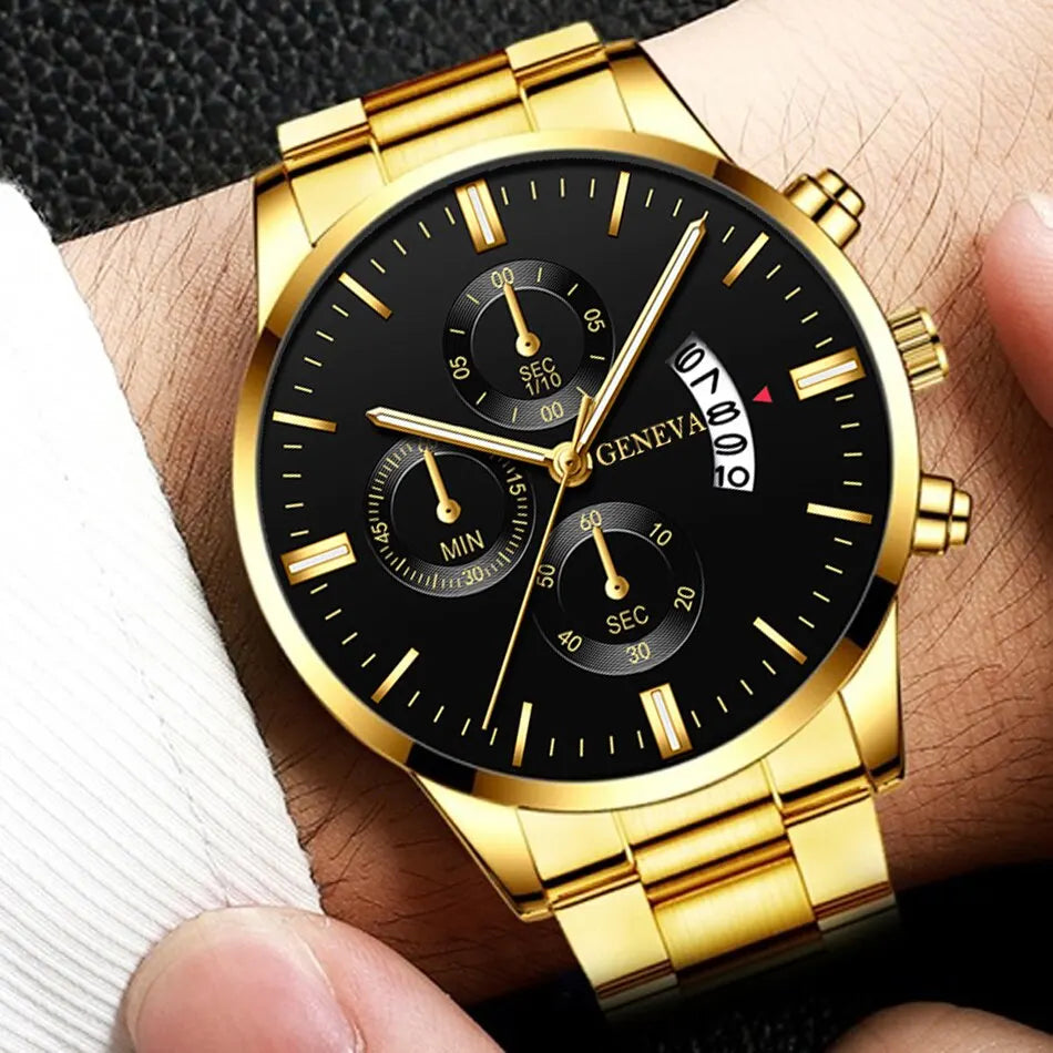 Fashion Men Stainless Steel Watch Luxury Calendar Quartz Wrist Watch Mens Business Watches for Man Clock Montre Homme SuperFye C SuperFye