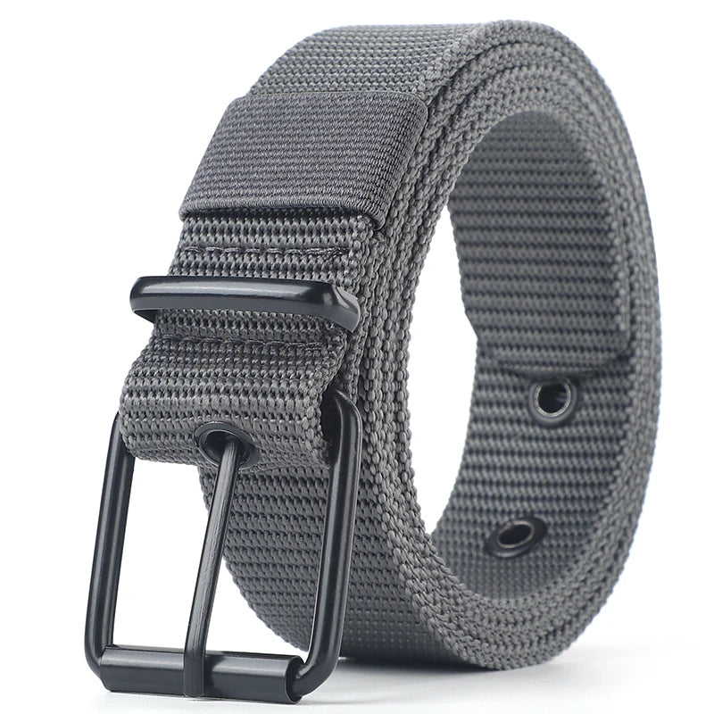 Perforated canvas belt, men's needle buckle belt, student youth Korean version, versatile jeans belt, outdoor, extende belt SuperFye GRAY / 120cm SuperFye