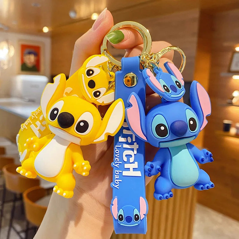 New Anime Disney Keychain Cartoon Mickey Mouse Minnie Lilo & Stitch Cute Doll Keyring Ornament Key Chain Pendant Kids Toys Gifts SuperFye WJ275B5 SuperFye