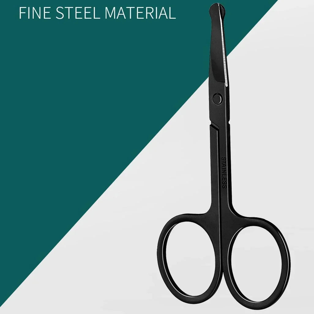 Stainless steel round head small scissors eyebrow trimming tool scissors beard beauty scissors nose hair scissors