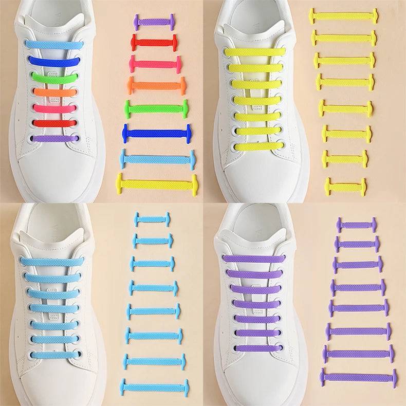 16pcs/lot Silicone Shoelaces No Tie Shoelaces 12 colors Elastic Lace Shoelace Creative Lazy Silicone Laces Rubber Lace SuperFye purple / 120cm SuperFye