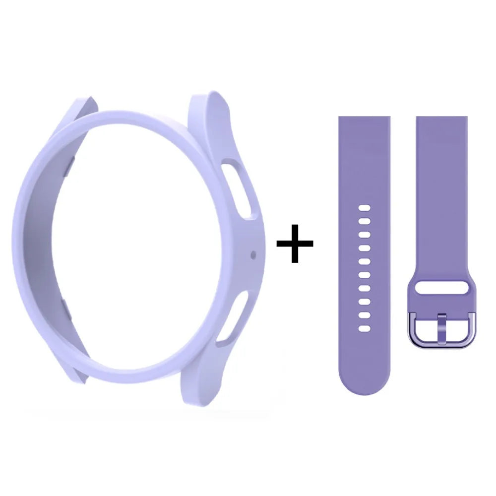 Strap+Case for Samsung Galaxy Watch 6/5/4 40mm 44mm PC Hollow Bumper for Galaxy Watch 4/6 Classic 42mm 46mm 43mm 47mm Band+Cover SuperFye Purple / Watch 5pro 45mm SuperFye