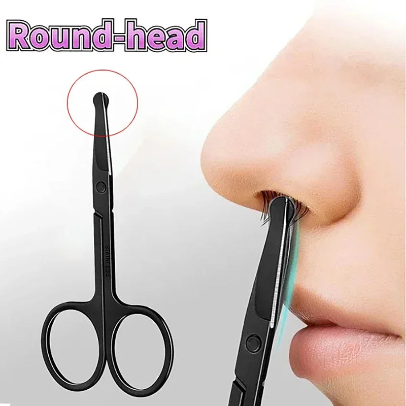 Stainless steel round head small scissors eyebrow trimming tool scissors beard beauty scissors nose hair scissors