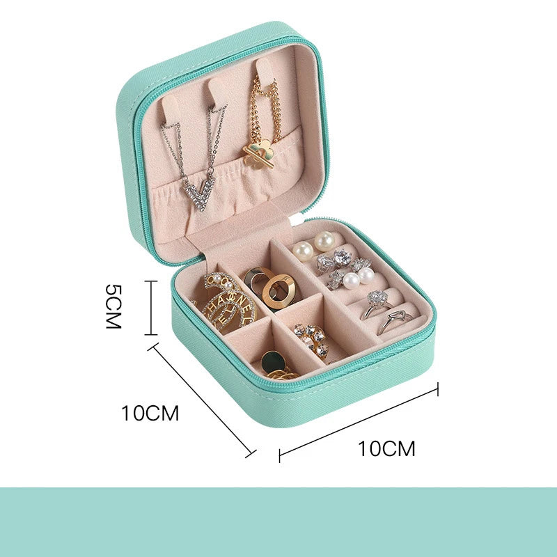 Portable Mini Jewelry Storage Box Travel Organizer Jewelry Case Leather Storage Earrings Necklace Ring Jewelry Organizer Display SuperFye Green SuperFye