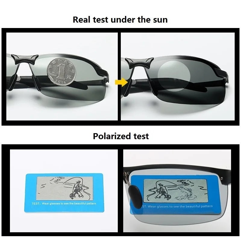 Men Photochromic Polarized Sunglasses Driving Fishing Chameleon Glasses Change Color Sun Glasses Day Night Vision UV400 Eyewear SuperFye SILVER - CHAMELEO SuperFye