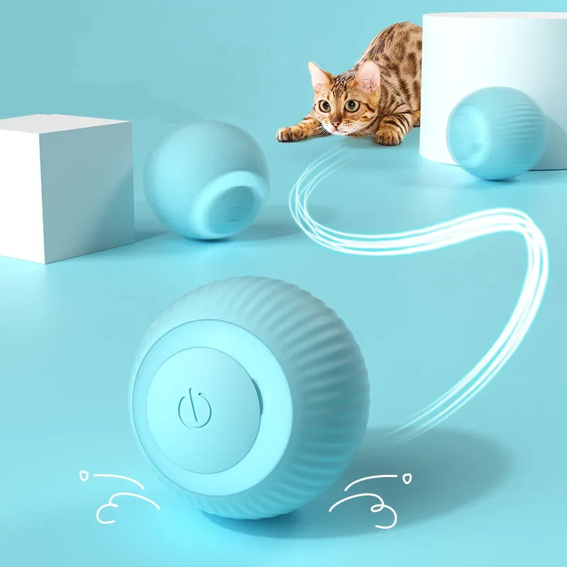 Electric Cat Ball Toys Automatic Rolling Smart Cat Toys Interactive for Cats Training Self-moving Kitten Toys for Indoor Playing SuperFye Smart Blue Ball SuperFye