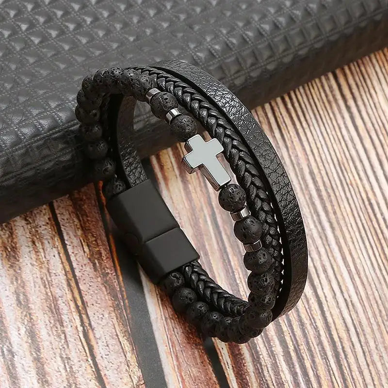 Classic Men's Leather Bracelet New Style Hand-woven Multi-layer Combination Accessory Fashion Man Jewelry Wholesale Dropshipping SuperFye H3 / 23cm SuperFye