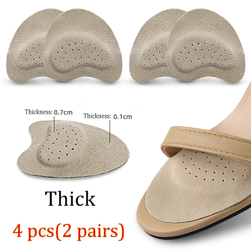 4pcs Sandals Anti-slip Stickers Leather Forefoot Pad Women High Heels Pain Relief Insert Insoles Toe Cushion Foot Care Shoes Pad SuperFye L-Apricot-2pairs SuperFye