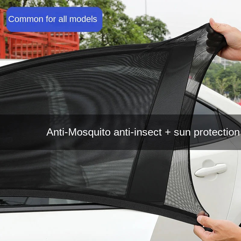 2pcs Car Rear Side Window Sunshade UV Protect Shield Mesh Prevent Mosquito Sunshine Privacy Protection Foldable Curtain SuperFye car front window 2pc SuperFye