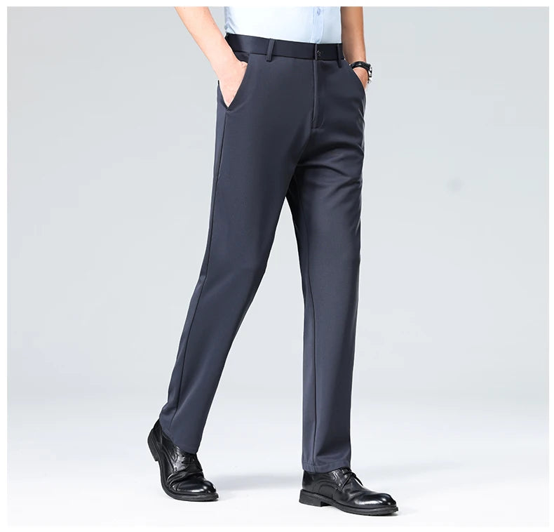 29-42 Men's Summer Thin Fashion Business Casual Suit Pants Long Pants Men's Elastic Straight Sleeve Formal Pants Plus Size 28-40