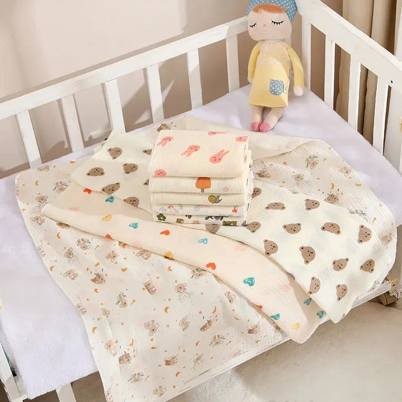 80x80cm Baby Receive Blanket for Newborn Cotton Muslin Swaddle Blanket Bedding Infant Bath Towel Baby Items Mother Kids SuperFye bear SuperFye