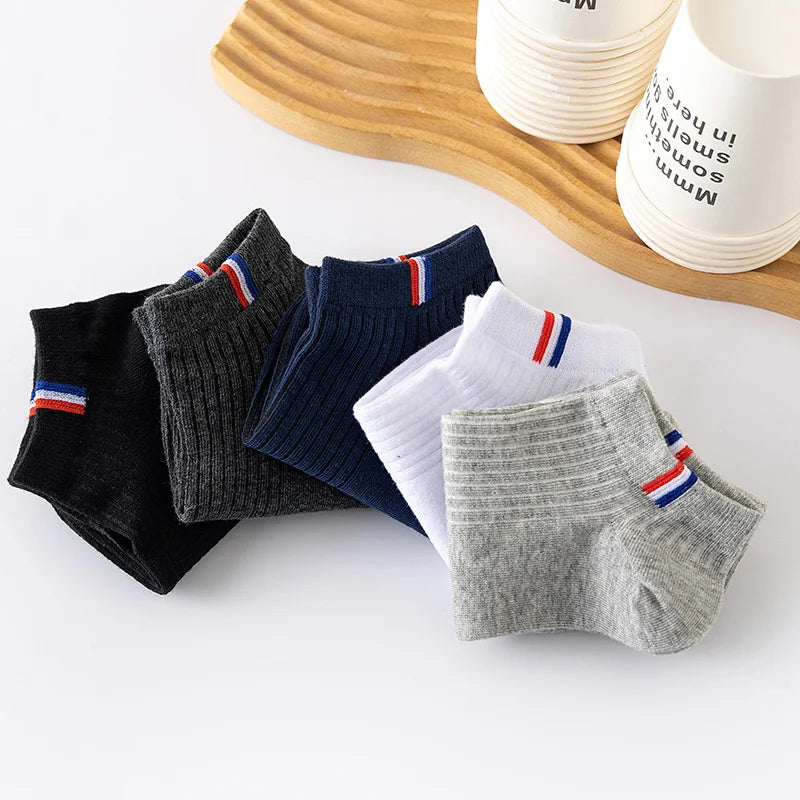 5/10/20 Pairs Of Thin Summer Blending Boat Socks Plain Color Mens Casual Socks Breathable Sweat Absorbing Calibration Socks SuperFye 5 Pairs Mixed Colors / ONE SIZE 38-43 SuperFye