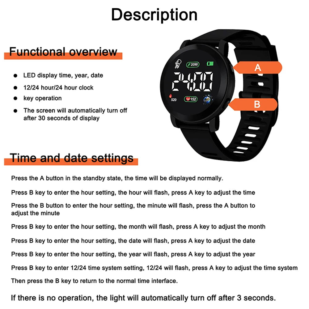 Couple Watches LED Digital Watch for Men Women Sports Army Military Silicone Watch Electronic Clock Hodinky Reloj Hombre SuperFye black SuperFye