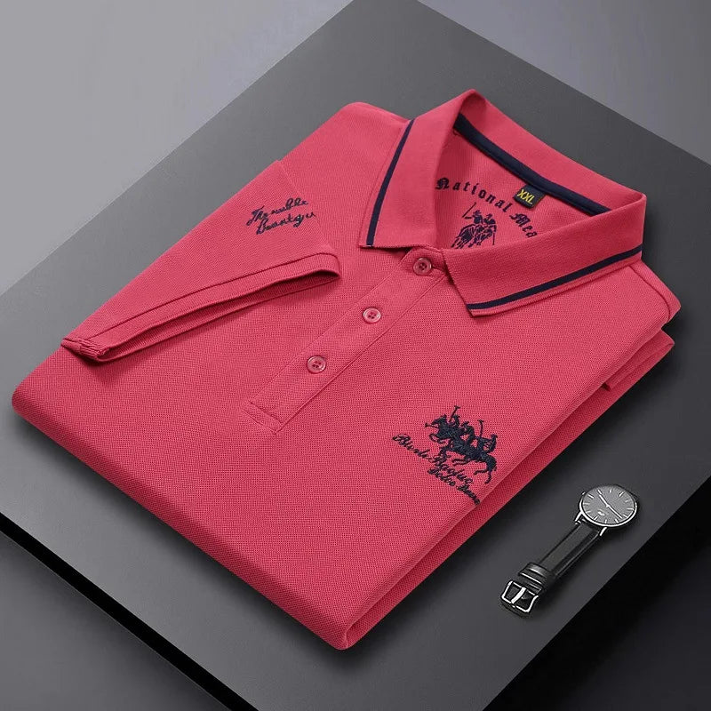 New Summer Korean  Embroidered Polo Shirt Men's Luxury Top Casual Lapel Short Sleeve T-shirt Fashion Anti-wrinkle Men T Shirt