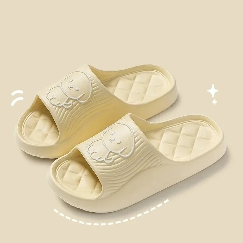 Cute Couple Pillow Slippers Female Summer Wear 2024 New Bathroom Bath Non-slip Indoor Home Eva Thick Bottom Sandals SuperFye Yellow / 40-41 SuperFye