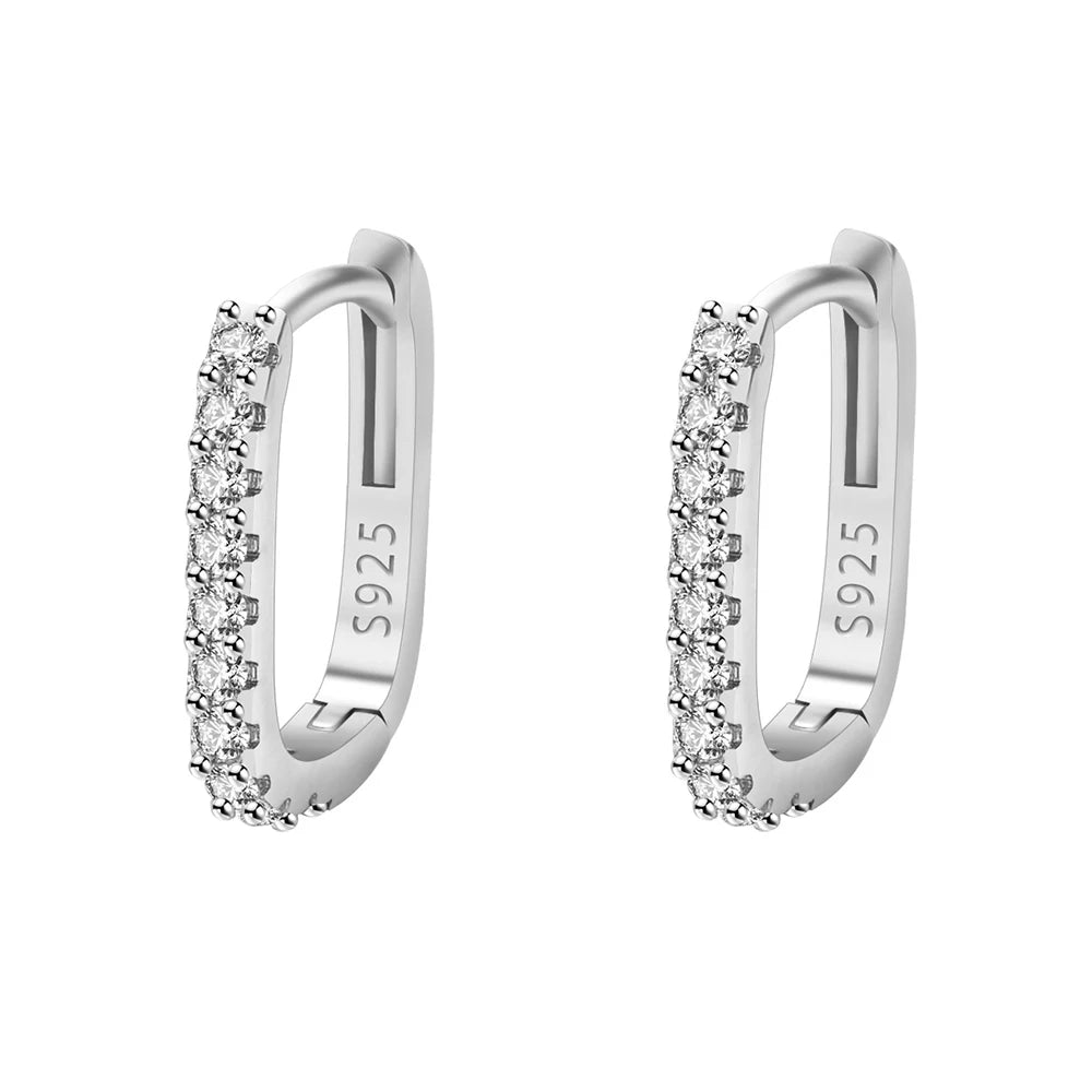 925 Sterling Silver Crystal Jewelry Fashion Zircon Circle Hoop Earrings For Woman New XY0179 SuperFye Silver SuperFye