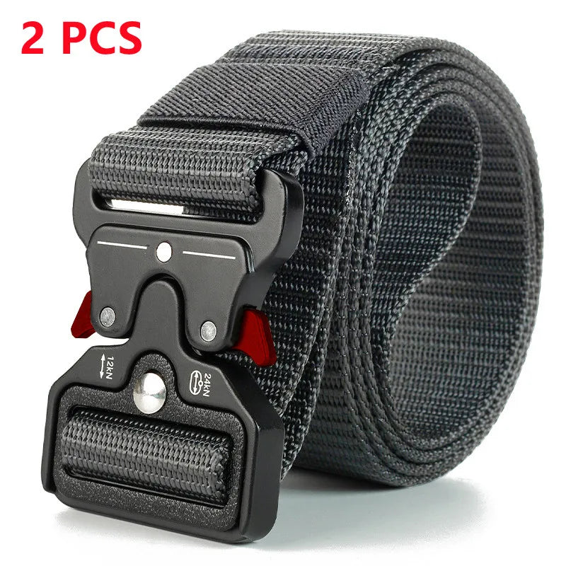 Men Belt Army Outdoor Hunting Tactical Multi Function Combat Survival High Quality Marine Corps Canvas For Nylon Male Luxury SuperFye 2PC 01 red gray / 120cm SuperFye