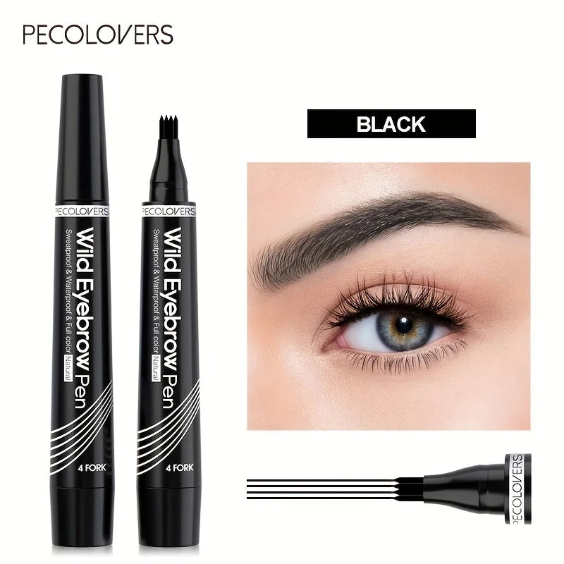 6 Colors 1pc Eyebrow Pen Waterproof 4 Split Tip Eyebrows Pen Eyebrow Tattoo Pen Waterproof Liquid Black Eyebrow Makeup Pencil