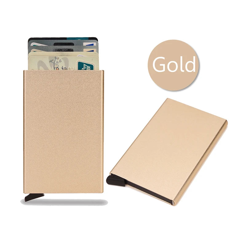 Rfid Smart Wallet Card Holder Metal Thin Slim Men Women Wallets Pop Up Minimalist Wallet Small Black Purse Vallet Walets for Men SuperFye Gold SuperFye