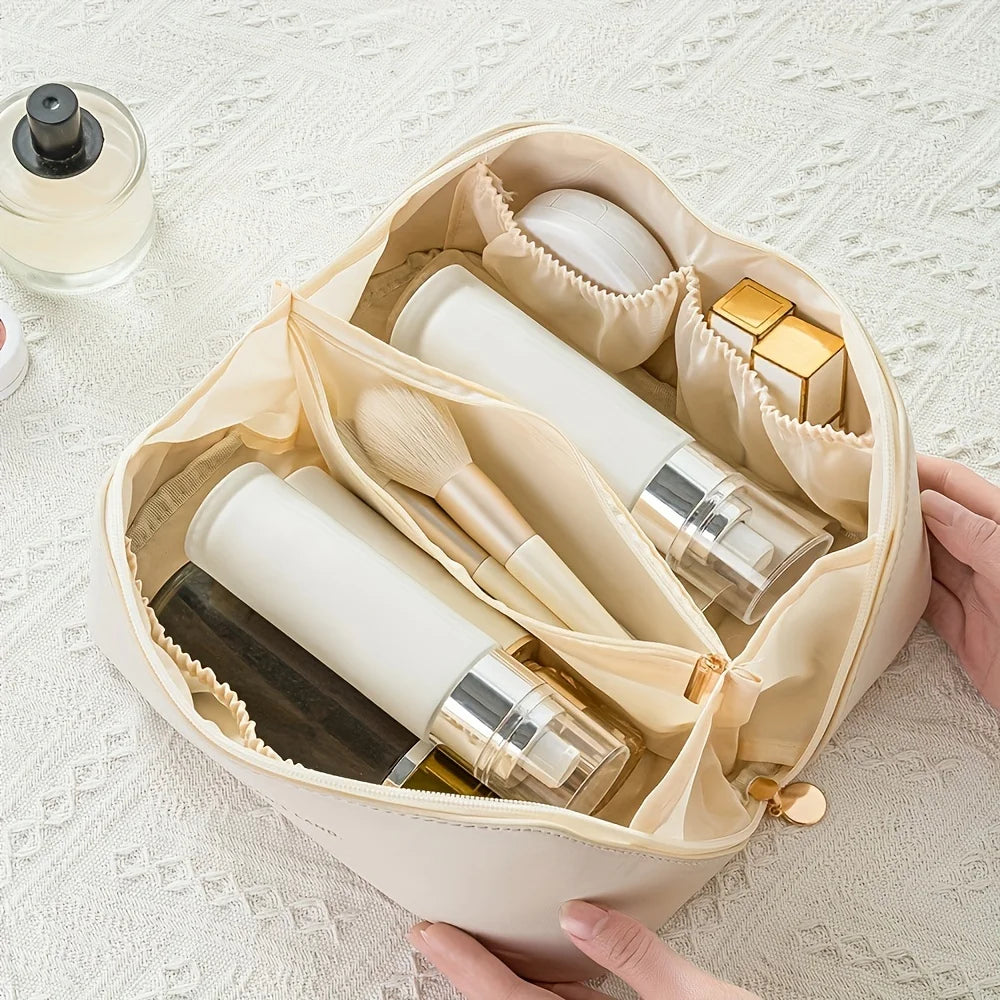 Makeup Organizer Female Toiletry Kit Bag Make Up Case Storage Pouch Luxury Lady Box, Cosmetic Bag, Organizer Bag For Travel Zip SuperFye white SuperFye