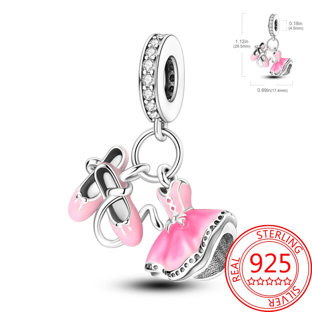 Beautiful 925 Sterling Silver Rose Gold Crown High Heels Flower Starfish Butterfly Charm Pendant Fit Brand Bracelet Jewelry Gift SuperFye KTC947 SuperFye