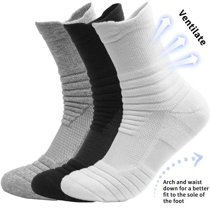 3 Pairs Men's Comfort Fit Cushion Performance Athletic Crew Socks For Outdoor Sports SuperFye 3 Pairs Thickened 6 / Single code SuperFye