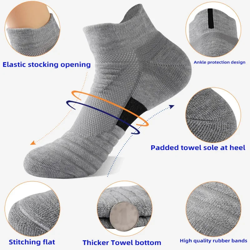 1/3 Pairs Anti-slip Football Socks Men Cotton Sock Short Long Tube Soccer Basketball Sport Socks Breathable Deodorous Sock 39-45 SuperFye 3pairs-short-mixed / EU39-45 SuperFye